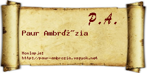 Paur Ambrózia névjegykártya